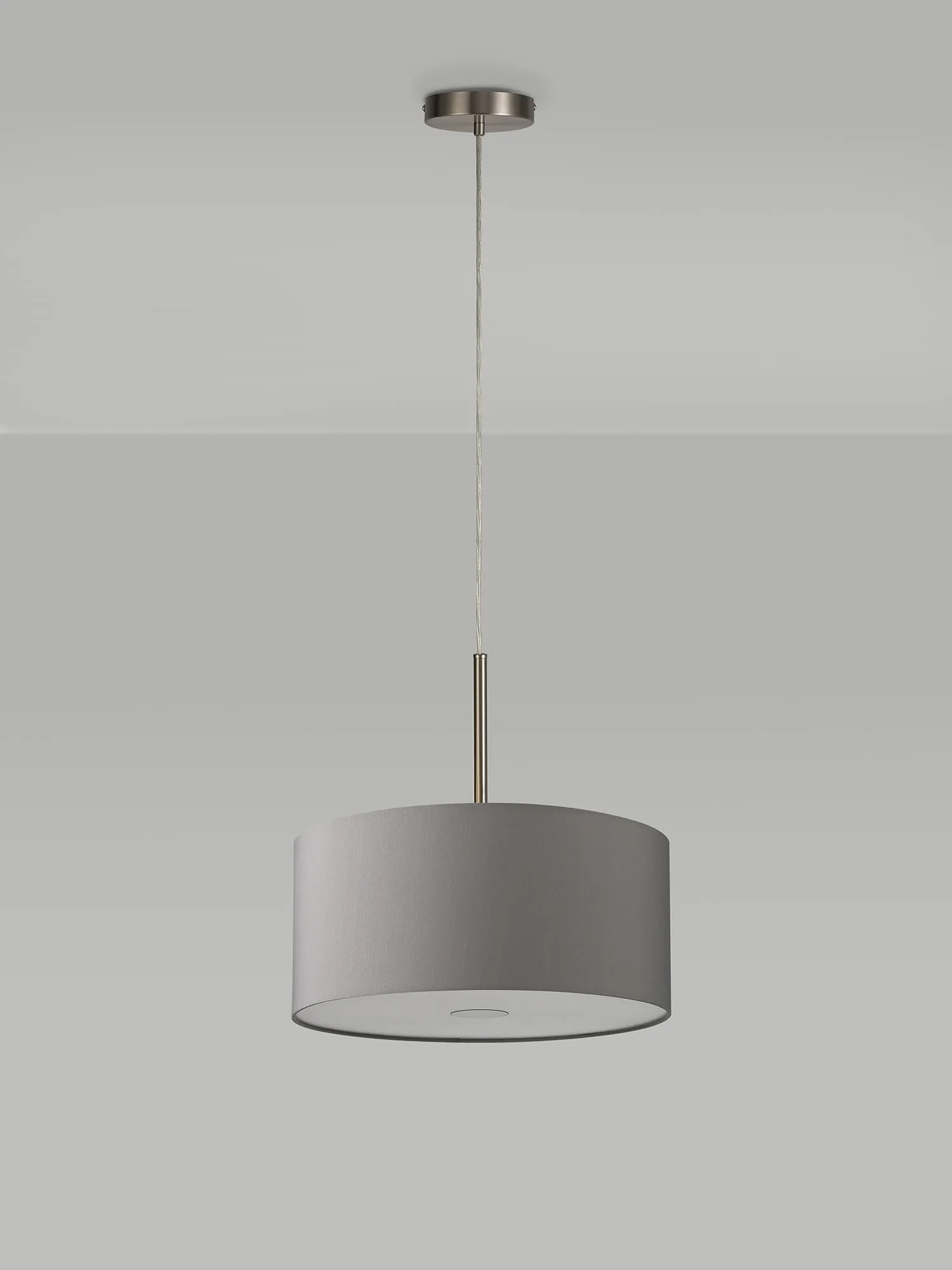 Baymont 40cm 5 Light Pendant Satin Nickel, Grey/White, Frosted Diffuser DK0544  Deco Baymont SN GR